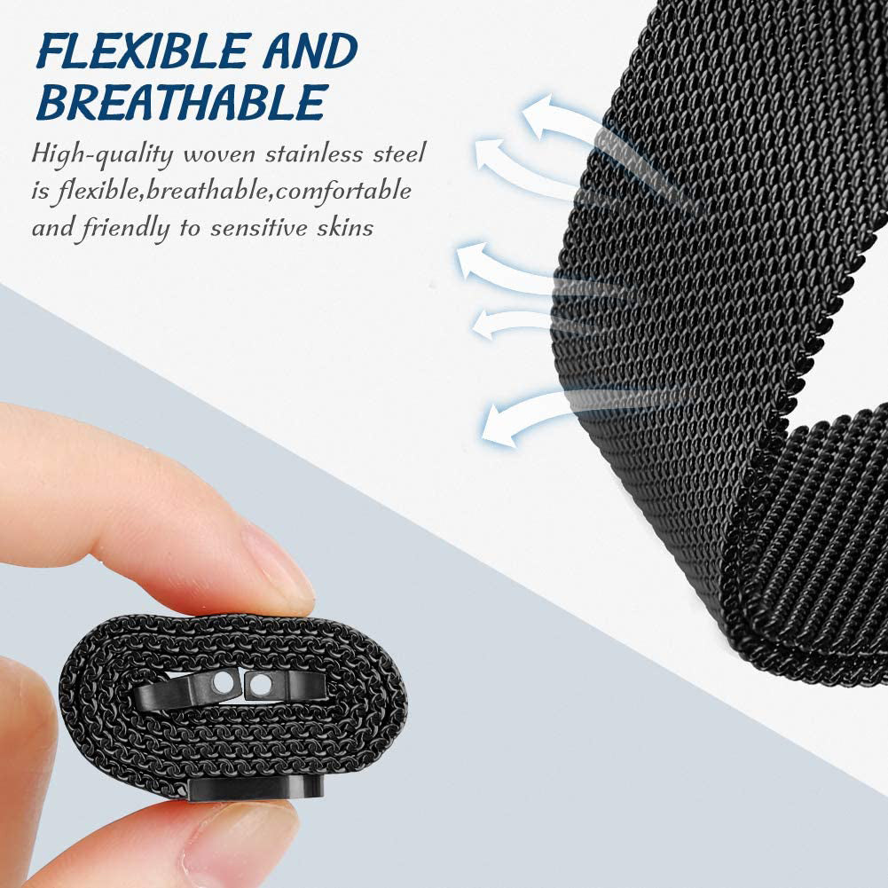 20-20.5mm Universal Stainless Steel Watchband Magnetic Lock Adjustable Milanese Mesh Smart Watch Strap Replacement 20-20.5mm Universal Stainless Steel Watchband Magnetic Lock Adjustable Milanese Mesh Smart Watch Strap Replacement